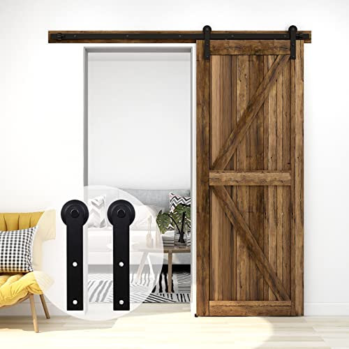 365cm/12FT Schiebetürsystem Zubehörteil Laufschiene Schiebetürbeschlag Holzschiebetür Komplettset Schiebetür Schiene Set Schwarz/sliding barn door hardware