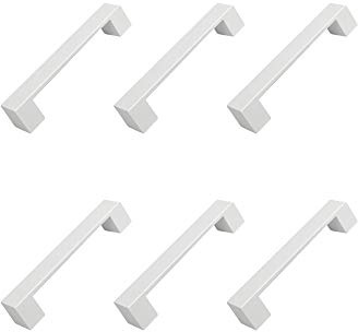 6 Un. TIRADOR Asa Mueble resina ABS blanco mate Puerta Armario COCINA - Distancia tornillos 128MM