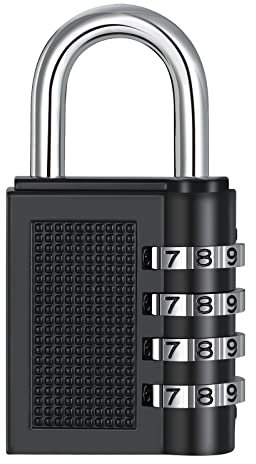 ZHEGE Combination Padlock for Gym Locker, 4 Digit Locker Padlocks, Outdoor Combination Lock Weatherproof for Fence, Gate Sheds, Number Lock for School Locker, Cabinet, Toolbox (1 Pack, Black)