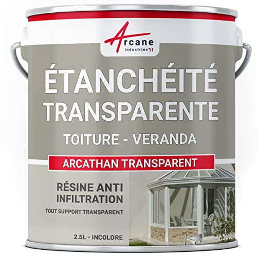 Impermeabilizzazione Trasparente Veranda, Tegole, Vetro - ARCATHAN 2,5 L | Resina Impermeabilizzante Trasparente, Tetti, Vetro, Policarbonato, Non Ingiallisce, Lascia Respirare - Arcane Industries
