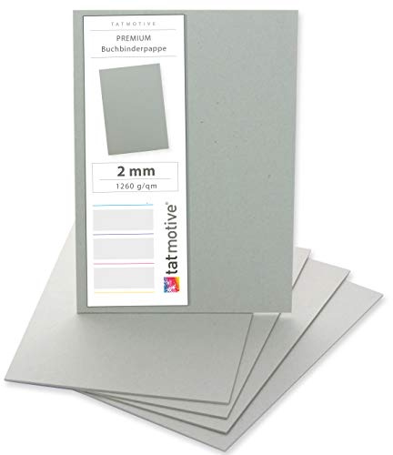 Premium Buchbinderpappe 50 Stück DIN A3 2mm | Modellbaupappe, Bastelkarton und Graupappe mit 1260 g/qm, saubere Schnittkanten, planliegend mit glatter Oberfläche