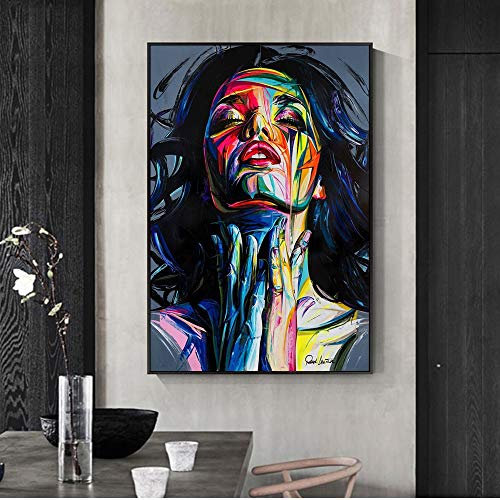 RTCKF Straße Graffiti Wandkunst Leinwanddrucke abstrakte Pop-Art Mädchen Aquarell Leinwandbilder an der Wand Bilder für Wohnkultur A4 60x100CM