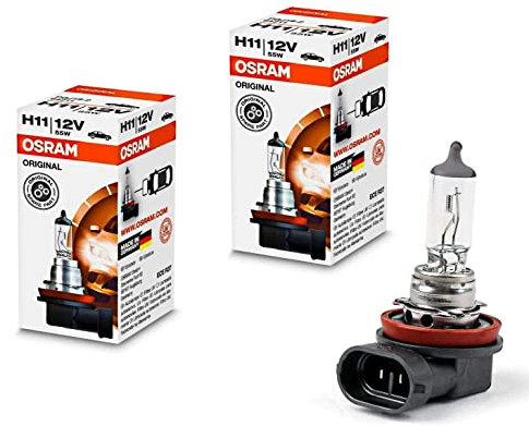 2x Osram H11 55W 12V 64211 Original Weiß Long Life High Tech Ersatz Halogen Birne für Scheinwerfer, Fernlicht, Nebelleuchte vorne - E-geprüft