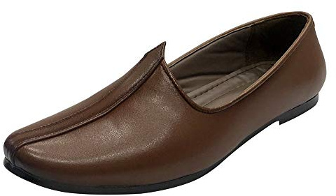 Step n Style Jalsa Shoes - Mens Mojaris, Peshawari & Khussa Traditional Indian Footwear - Tan Wedding Slip Ons & Loafers