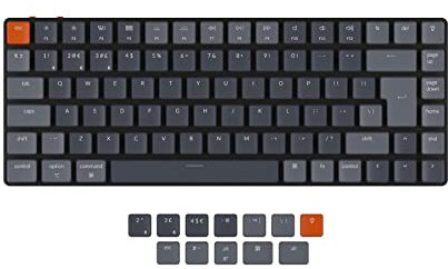 Keychron K3 Ultra-Slim Hot Swappable RGB Backlit Wireless Bluetooth/Wired USB Mechanical Keyboard, 75% ISO-UK-Layout Low-Profile Optical Brown Switch 84 Keys Gaming Keyboard for Mac Windows-Version 2