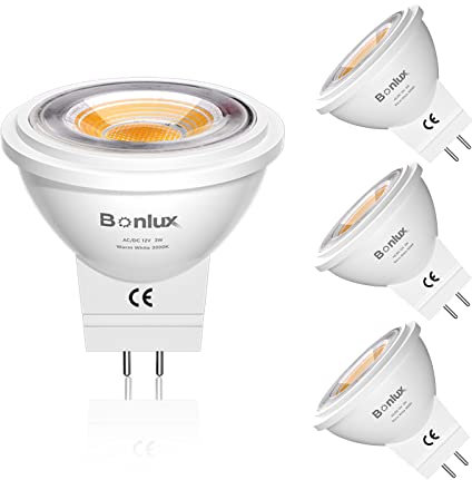 Bonlux GU4 MR11 LED 12V Lampen, 3W Spot Strahler Warmweiß 3000K Spotlicht Ersetzt 35W Reflektorlamp Glühlampe 350lm Punktbeleuchtung 38° Abstrahlwinkel (4 Stück)