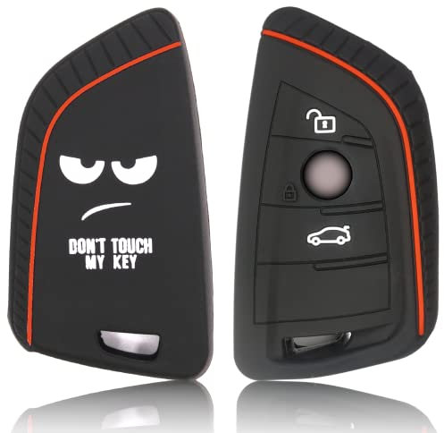 FOAMO Autoschlüssel Hülle kompatibel mit BMW 3-4-Tasten (nur Keyless-Go) - Silikon Schutzhülle Cover Schlüssel-Hülle in Don't Touch My Key