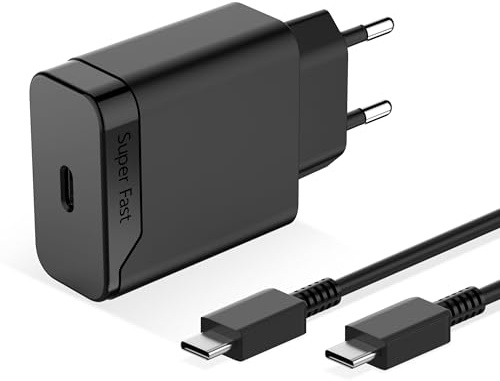 25W Chargeur Rapide Compatible avec Samsung Galaxy S25 S24 S23 S22 A22 S21 S20 Ultra FE Note A16 A17 A26 A36 A56 5G, USB Type C Charge Adaptateur Secteur avec Cable 1.5 m