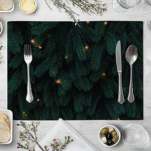 Gualiy Tovagliette Sottopiatto Quadrato Set da 2, Tovagliette da Tavolo Moderne Rami di Pino Tovaglietta per la Tavola 32x42cm