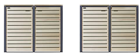 Mülltonnenbox 240L Mülltonnenverkleidung Mülltonnecontainer Holz vorimprägniert mit Rückwand Mod.HH (4 Tonnen Natur-anthrazit (NA))