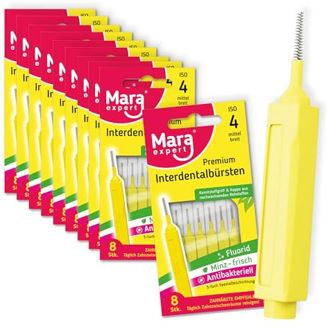 Interdentalbürsten ISO 4 - Zahnzwischenraumbürsten zur Zahnreinigung Zwischenräume -10 x 8 Dentalbürsten - Interdentalbürsten - Bürsten für Zahnzwischenräume - Interdentalbürste von MARA EXPERT