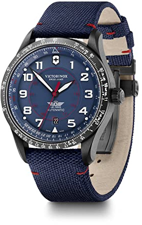 Victorinox Herren-Uhr AirBoss Mechanical, Herren-Armbanduhr, mechanisch, Wasserdicht bis 100 m, Gehäuse-Ø 42 mm, Armband 22 mm, 92 g, Blau