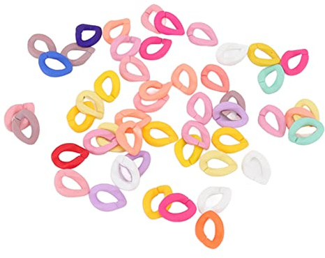 50 Stück Kettenglieder, Einfach zu Montieren und zu Demontieren, Kettenglieder, Buntes Acrylmaterial, DIY Schmuck, Dekoration, Spiel, Kleidung, Handtasche, Offenes Kettenglied (Solide gemischte Farbe)