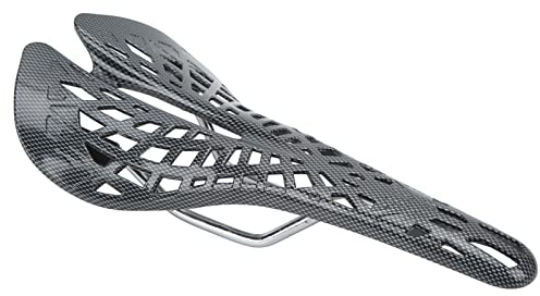 Sella per Bicicletta in Fibra di Carbonio, Sella Ciclismo Ultraleggera e Traspirante, Ergonomica con Design Snello Vuoto per Assorbimento Urti e Comfort Posturale