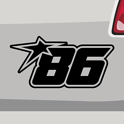 Stickerfreaks Startnummer 86 Aufkleber Race Sticker Sieger Cup Auto Bike Decal Vinyl GP Start Aufkleber Größe: 20x10cm (L) | Farbe: 70-schwarz | Racenumber Sticker Kleber Deko Tuning Zahl
