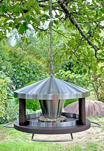 LicusDesign Vogelhaus zum Aufhängen wetterfest aus Edelstahl - Vogelfutterhaus - Futterhaus für Vögel hängend, Vogel Futterhaus modern - Vogelhäuschen, Vogelfutterspender Vogelfutterstation