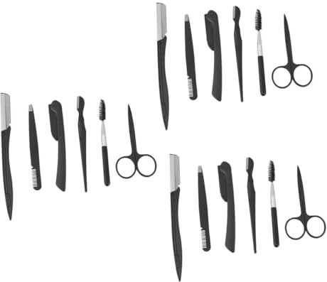 minkissy 18piezas Cuidado De Cejas De Acero Inoxidable Kit Portátil De y Recorte Cepillo y Formador De Cejas Accesorios De Maquillaje Para Viajes