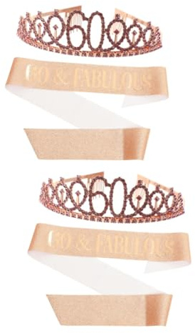 EXCEART 2sätze Geburtstagsdekoration Set Roségoldene Krone Mit Schärpe Für Damen Festliche Accessoires Für Geburtstagsfeiern Elegante Party-deko Für Besondere Anlässe