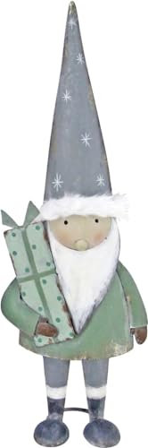 Trend Line Dekofigur Metall Weihnachtsmann 63 x 22 cm grün-weiß Figur