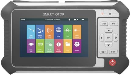 ALLGRIIT TM292 OTDR Fibra Ottica, OTDR Tester 1310/1550 nm 24/22dB con touch screen da 4,3 pollici OTDR Mini con mappa eventi VFL OPM OLS RJ45, connettori FC/UPC SC ST LC inclusi