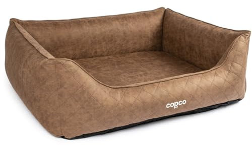 CopcoPet Hundebett Hugo Orthopädisch Velourlederoptik Braun XXL 125 x 100 cm – Visco-Hundematratze mit abziehbarem Bezug – rutschfest & pflegeleicht – Für große Hunde, gelenkschonend & formstabil