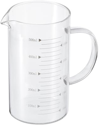PATIKIL 500ml Glass Measuring Cup, 3.3 Borosilicate Glass Graduated White Printed Scale Liquid Measure Cups Beaker with V-Shaped Spout for Kitchen