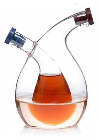 TQQEPOOL Aceitera Y Vinagrera 2 En 1 con Tapón Corcho,Dispensador Aceite Oliva Y Vinagre Balsámico,Vidrio Soplado A Mano (Color : Clear, Size : 15 * 5.5cm)