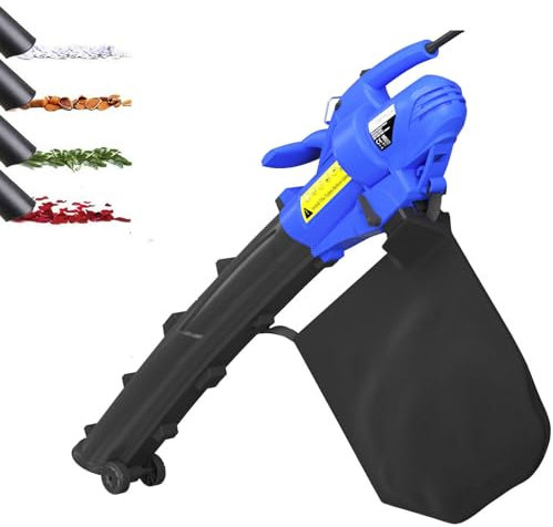 3 in 1 Leaf Blower Vacuum Mulcher, 3000W Garden Blower/Vacuum Shredder with 35L Collection Bag, Wheels, Should Strap, 10:1 Shredding Ratio, 6 Variable Speed, Lightweight Design