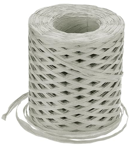 sourcing map Bast-Bastband, 0,6 cm, 218 m, Bastschnur, Packpapierschnur für Weihnachtsverpackungen, Bastelarbeiten, Grau