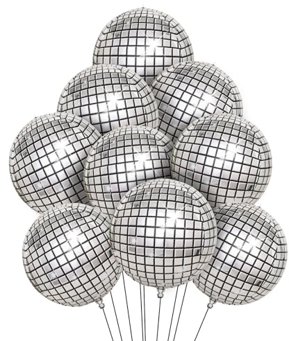 Disco Ball Balloons Kaluofan 9PCS 22 Inches Ball,Disco Party Decorations | Helium 4D Colorful Disco Ball,Shiny and Unique,Used for Birthdays, Bachelor Parties,70s 80s 90s Disco Party Decorations