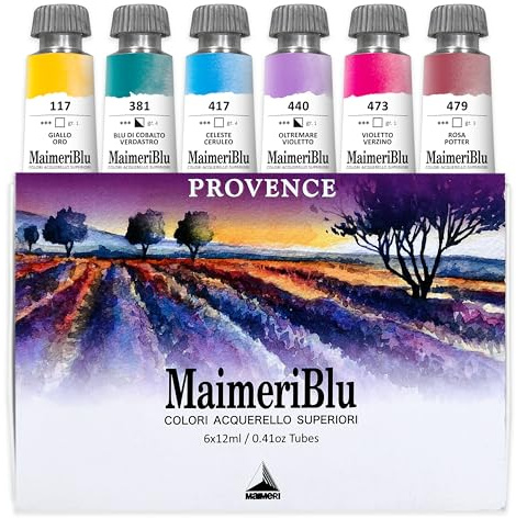 Maimeri Blu Watercolor Paint, Provence Thematic Set, 12ML Tubes, 6 Pack, Assorted Colors, 1 Count