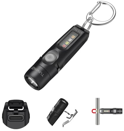 TUNENGE S15Pro Keychain Flashlight,750 High Lumen EDC Pocket Flashlight with Clip,USB C Rechargeable Mini Flashlight with Magnet,Suitable for Hiking, Camping, Repair(Black)