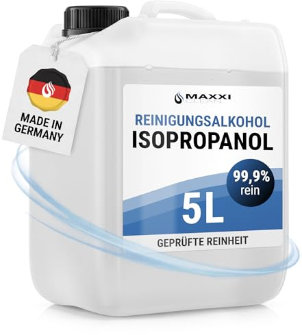 Maxxi Clean 1 x 5 L Isopropanol 99,9% I Reines Isopropylalkohol I Fettlöser & Entfetter I schnell verdampfend, rückstandsfrei I entfernt Lack- und Klebereste I Resin-Reinigung für 3D-Drucker