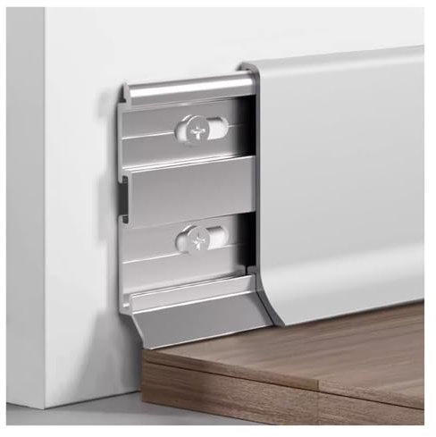 Rodapie Paquete de 4 rodapiés de aluminio, 4 pies de longitud total, rodapié de metal de 16 pies, moldura de zócalo para baño, gabinetes de cocina, restaurante y oficina en casa(White 4pcs,H 8cm/3.2in