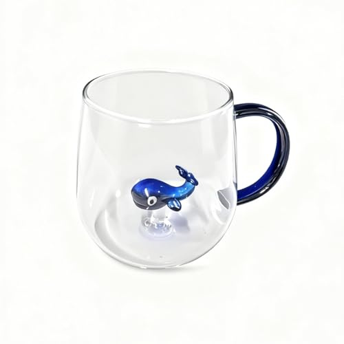 xamlyrek 3D Animal Coffee Cup, 400ml Glass Coffee Mugs with Handle, Large Borosilicate Glass Mug for Coffee Tea Milk Cappuccino Juice or Hot Cold Beverages, Present for The Christmas Birthday