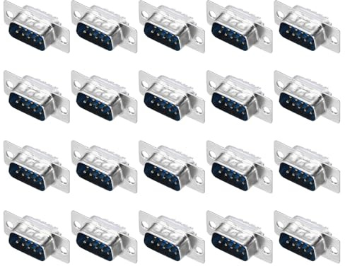 sourcing map Conector VGA VGA9 macho hembra de 9 pines de 2 filas macho hembra puerto serie terminal para equipos mecánicos CNC computadoras, paquete de 20
