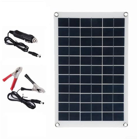 Solar Panel, 50W 18V Portable Flexible Solar Panel Cell Phone Car Battery Solar Charger, For RV Car Boat Cabin Home