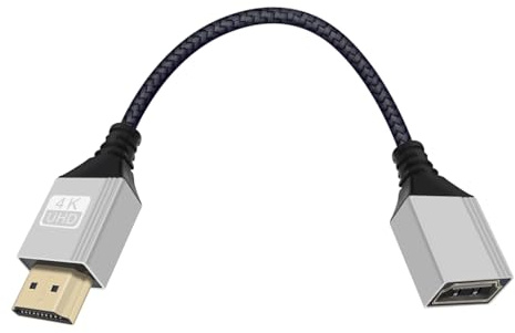 HuaLiSiJi Câble d'extension HDMI 4K 60Hz Câble HDMI Mâle vers Femelle 18Gbps Transmission Haute Vitesse Connecteur Plaqué or 24K pour Smart TV, Ordinateur (Tête Droite, 0.2 m)