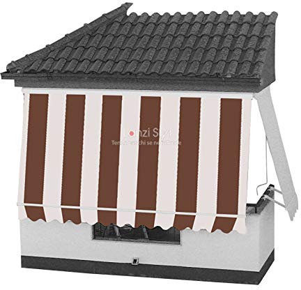 Tenda da sole a caduta con CASSONETTO di protezione braccetti e mantovana - Tessuti TEMPOTEST PARÀ(RIGHE PARI)- MISURA L da 181 a 240 X 260 H