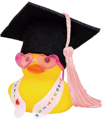NHQZ Paperelle di Gomma,Rubber Duck Regalo Laurea con Diploma e Cappello,mini paperelle,gadget laurea divertenti,Regali per la Laurea Regalo di Esame Superato,Dr Duck(Occhiali rosa)