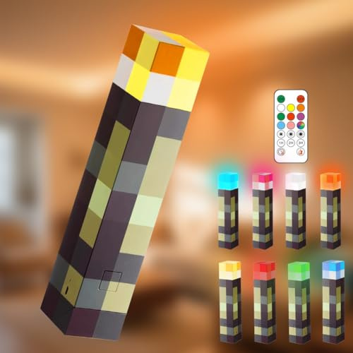 Craft Lampada da Parete Torcia 8 Colori, Lampada da Notte Ricaricabile 28cm luce a LED a mano o a parete con timer e telecomando Multifunzionale Lamp 3D Torch per bambini, gaming, studio, camera
