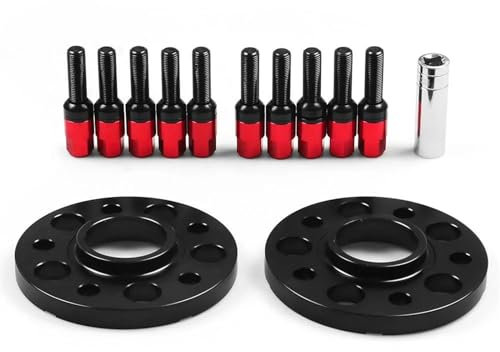 Auto Spurverbreiterung Kompatibel Mit A4 A5 A6 A7 A8 Q5 RS5 RS7 S4 S5 S6 SQ5, 2 Stück 15 Mm, 5 X 112 Mm, 66,6 Mm, Zentrische Nabenbohrung, Spurverbreiterungen, M14 X 1,5, Konische Schrauben(Red)