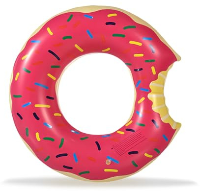 Aufblasbare Donut Schwimmring, Braun Rosa Schwimmring Donut Erwachsene Kinder, Schwimmdonut Pool Ring Aufblasbarer Schwimmreifen für Frauen Mann Mädchen Junge Pool Zubehör Strand Sommerpool Party