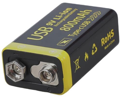 Dawutocap Batería recargable 6F22 de 9 V, 800 mAh/1100 mAh, alta capacidad para alarmas y micrófonos