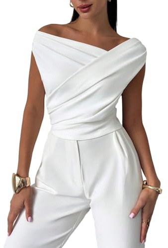 GORGLITTER Damblus, sommar, elegant bluströja, axellös topp, korta blustoppar, omlottblus, affärskläder, volangblus, Aprikosfärger, L