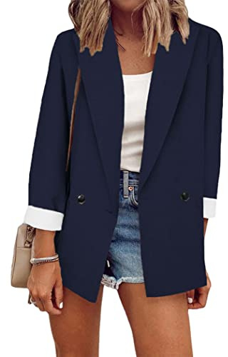 OMZIN Femmes Blazer Business Cardigan Manches Longues Veste Décontractée Coupe Courte Blazer De Bureau