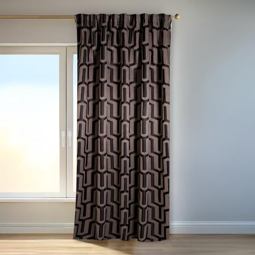 HOMING Vorhang Tiaro Schwarz/Gold | Schlaufenvorhang inkl. Multifunktionsband | Blickdichter Vorhang Schlafzimmer & Wohnzimmer | Mustervorhang blickdicht mit verdeckten Schlaufen | 140x245 cm | 1 Stk.