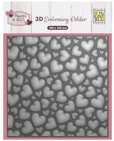 Nellie's Choice 3D Prägeschablonen Pop-up-Herzen - 15 x 15 cm - Bastelbedarf für Grüßkarten - Bastelzubehör für DIY, Karten Basteln, Journaling und Scrapbooking