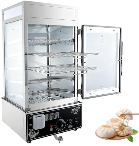 guoyjmm Cuiseur Vapeur Électrique Commercial à 5 Niveaux, Présentoir Chauffant avec Contrôle Automatique de la Température, Idéal pour Les Petits Pains, Baozi, Siomai, Maïs, Buffets, Kiosques