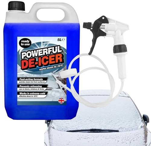 STORM TRADING GROUP 5L Powerful De-Icer Fast-Acting Formula Windscreen Ice Remover Ideal For Cars & Vans Effective Down To -10°C With Long Hose Trigger (1)